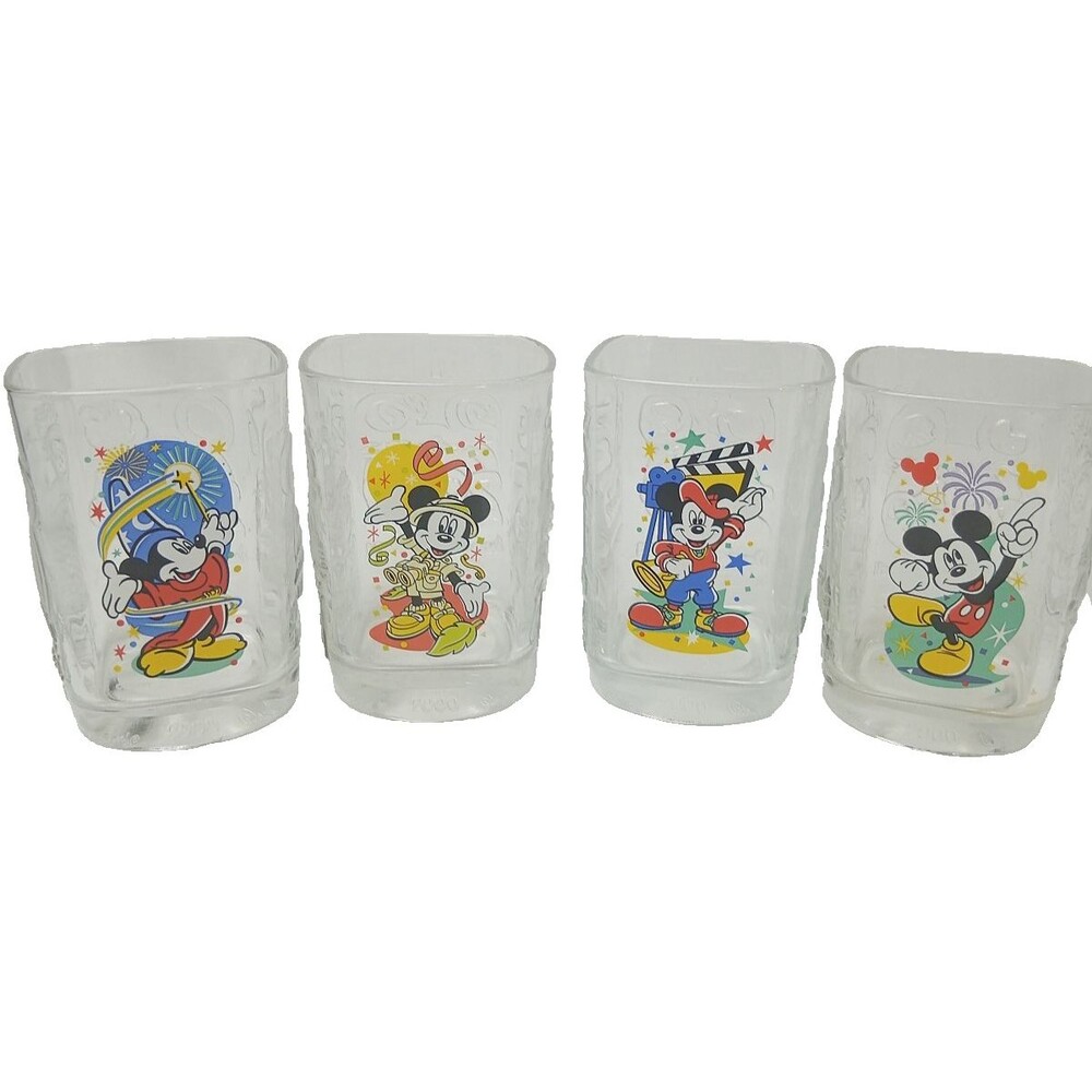 2000 Disney World McDonalds Glasses Set of 4 Millennium Celebration Mickey